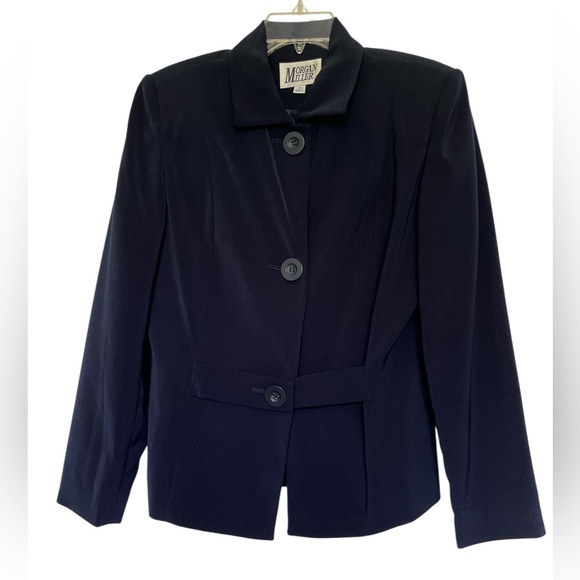 Morgan Miller Women’s Navy Blue 2 Piece Career Blazer and Skirt Set - Picture 2 of 12